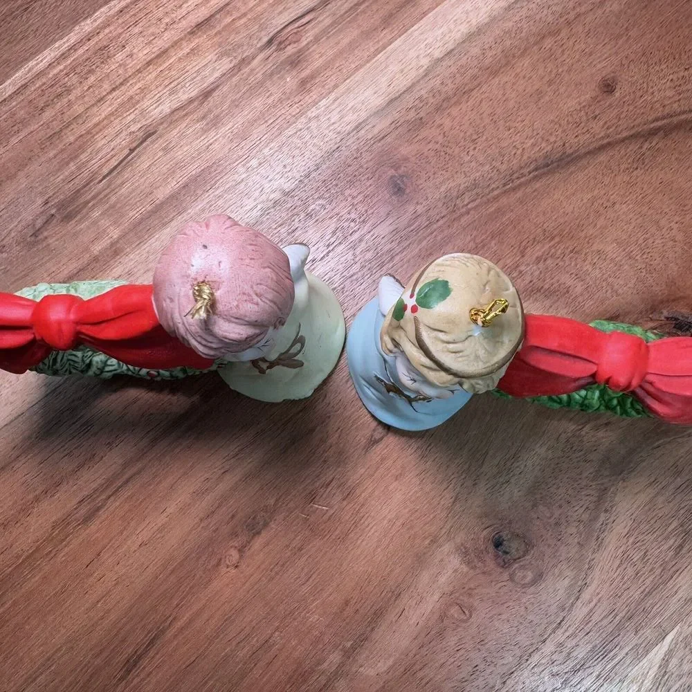 Vintage 70's Jasco Little Chimers Christmas Bell Napkin Rings 2 Angel‎ Wreathes
